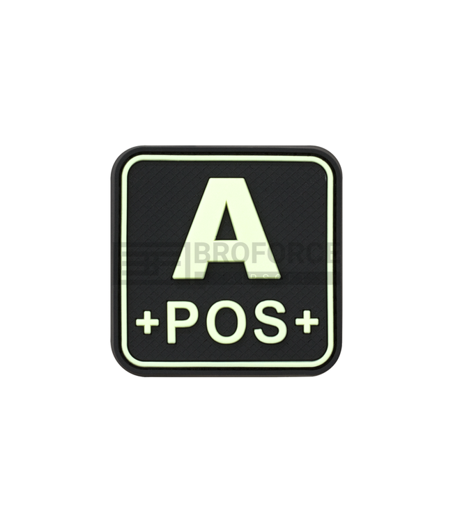 JTG Bloodtype Square Rubber Patch A Pos - Glow