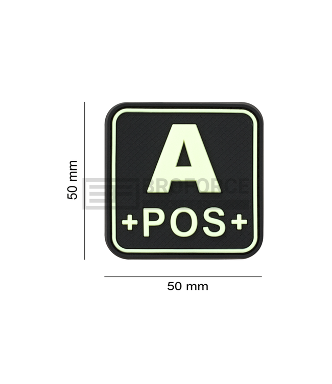 JTG Bloodtype Square Rubber Patch A Pos - Glow