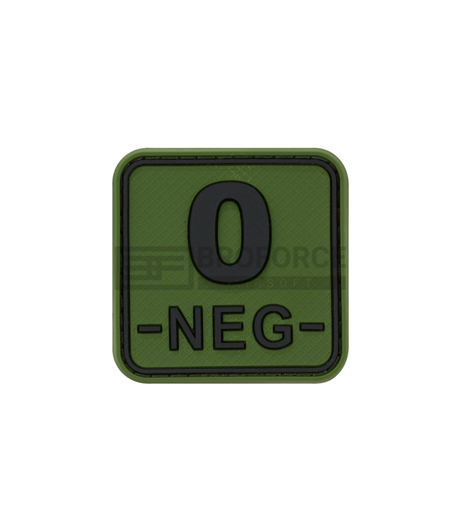 JTG Bloodtype Square Rubber Patch 0 Neg - Forest