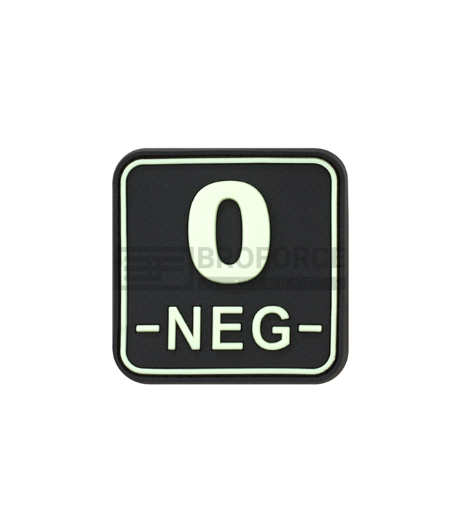 JTG Bloodtype Square Rubber Patch 0 Neg - Glow