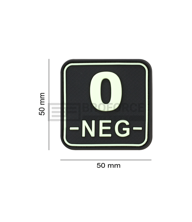 JTG Bloodtype Square Rubber Patch 0 Neg - Glow