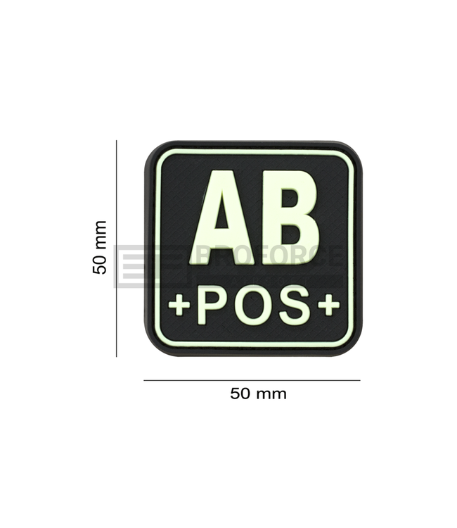 JTG Bloodtype Square Rubber Patch AB Pos - Glow