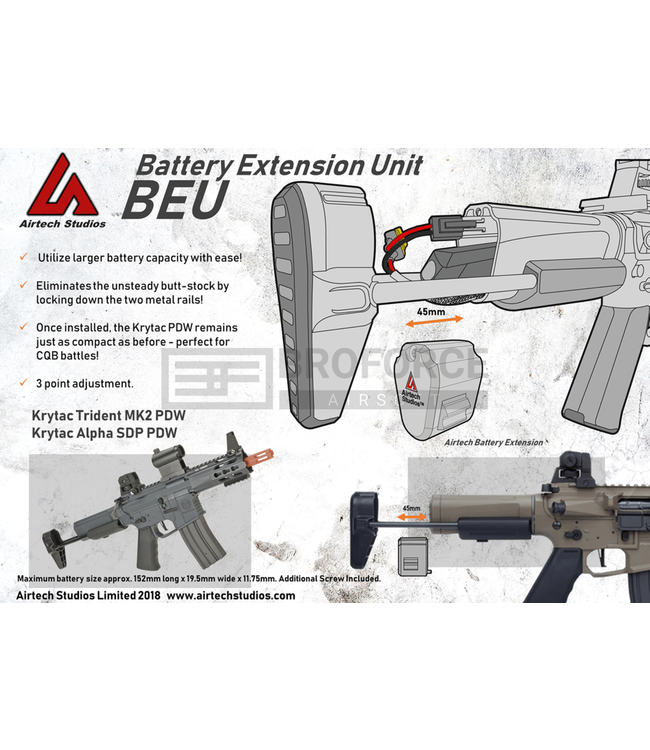 Airtech Studios BEU Battery Extension Unit Krytac Trident - Black