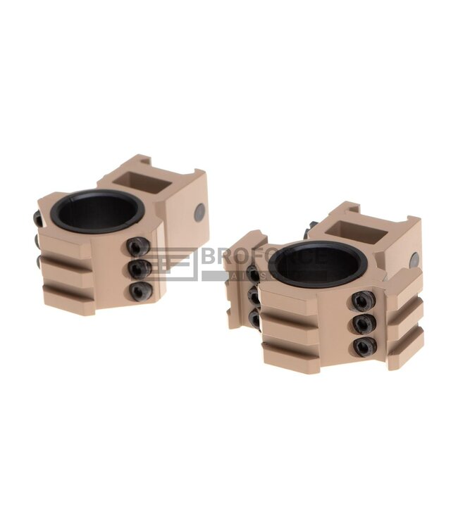 Aim-O Tri-Side Rail 25.4mm / 30mm Mount Rings - Desert