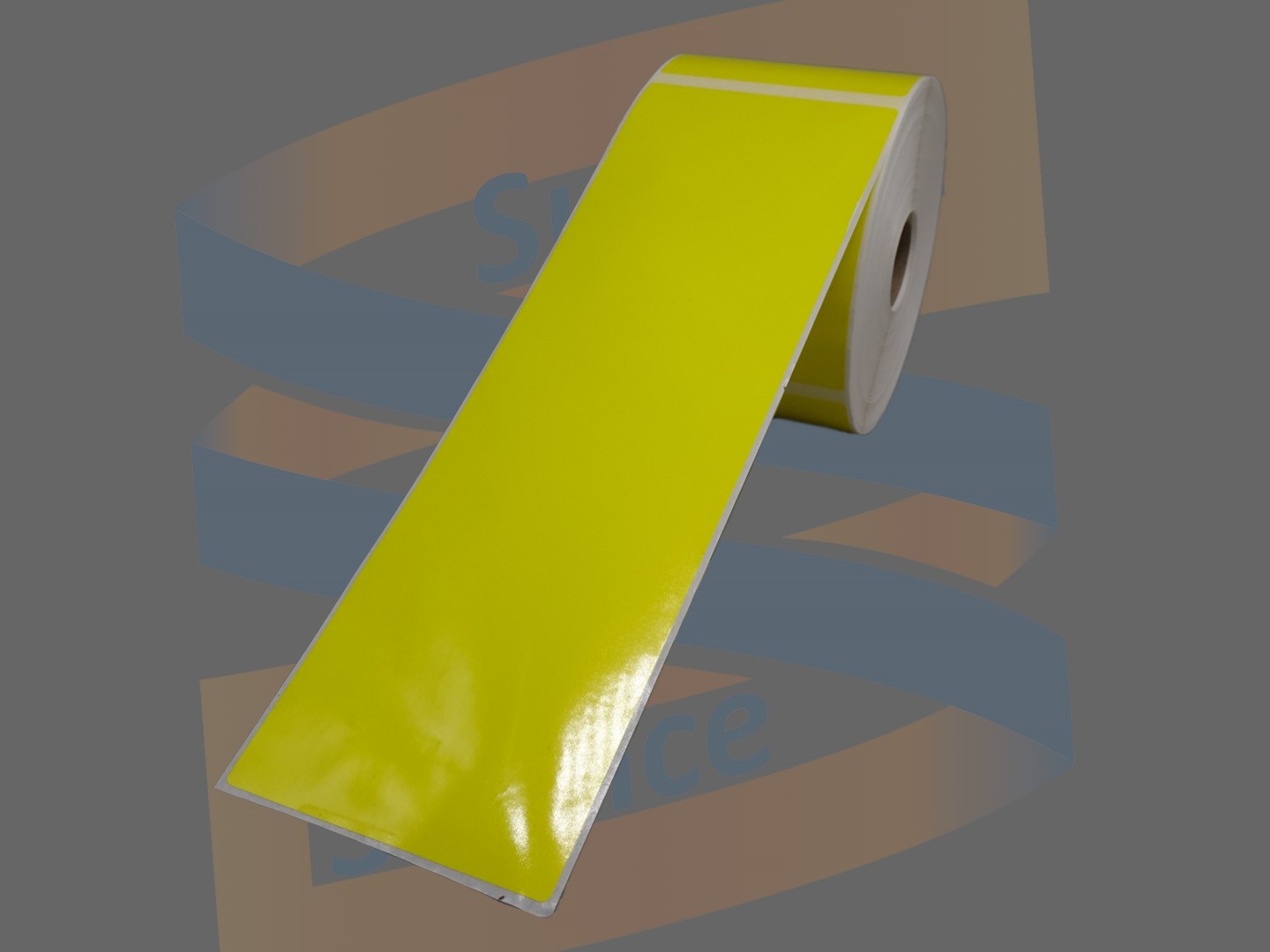 Kunststof etiket geel 76x250mm, rol 300 etiketten
