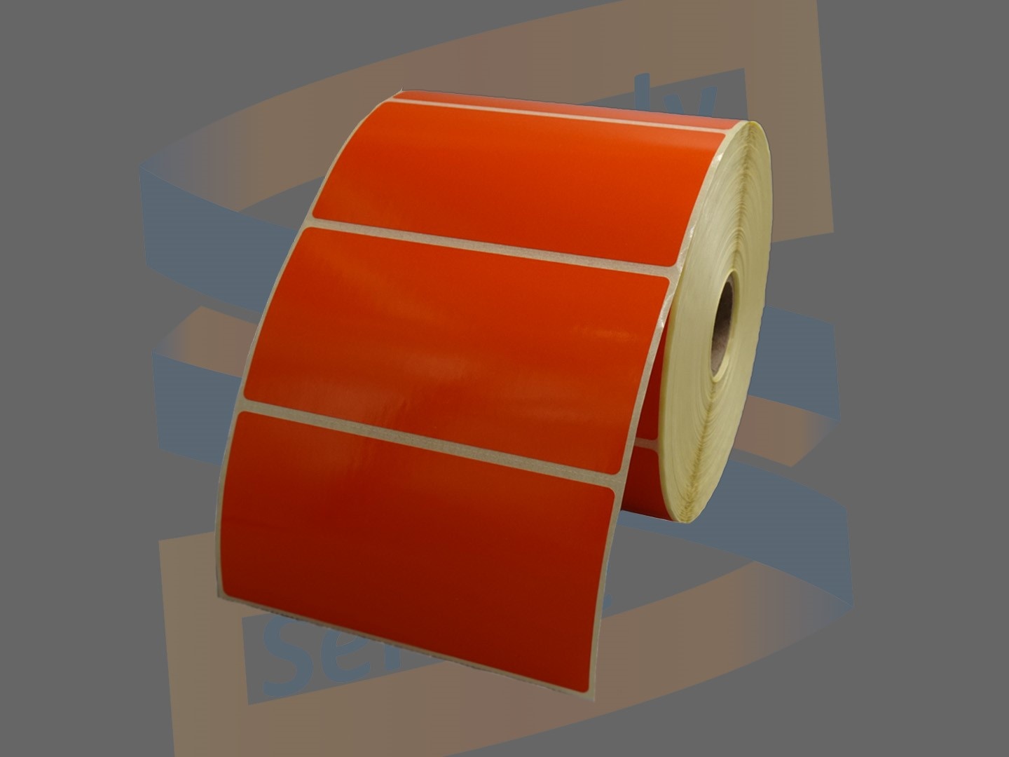 Oranje etiketten voor Bixolon 102x51mm, direct thermal labels met een perforatie tussen ieder etiket, rol à 1.370 etiketten.