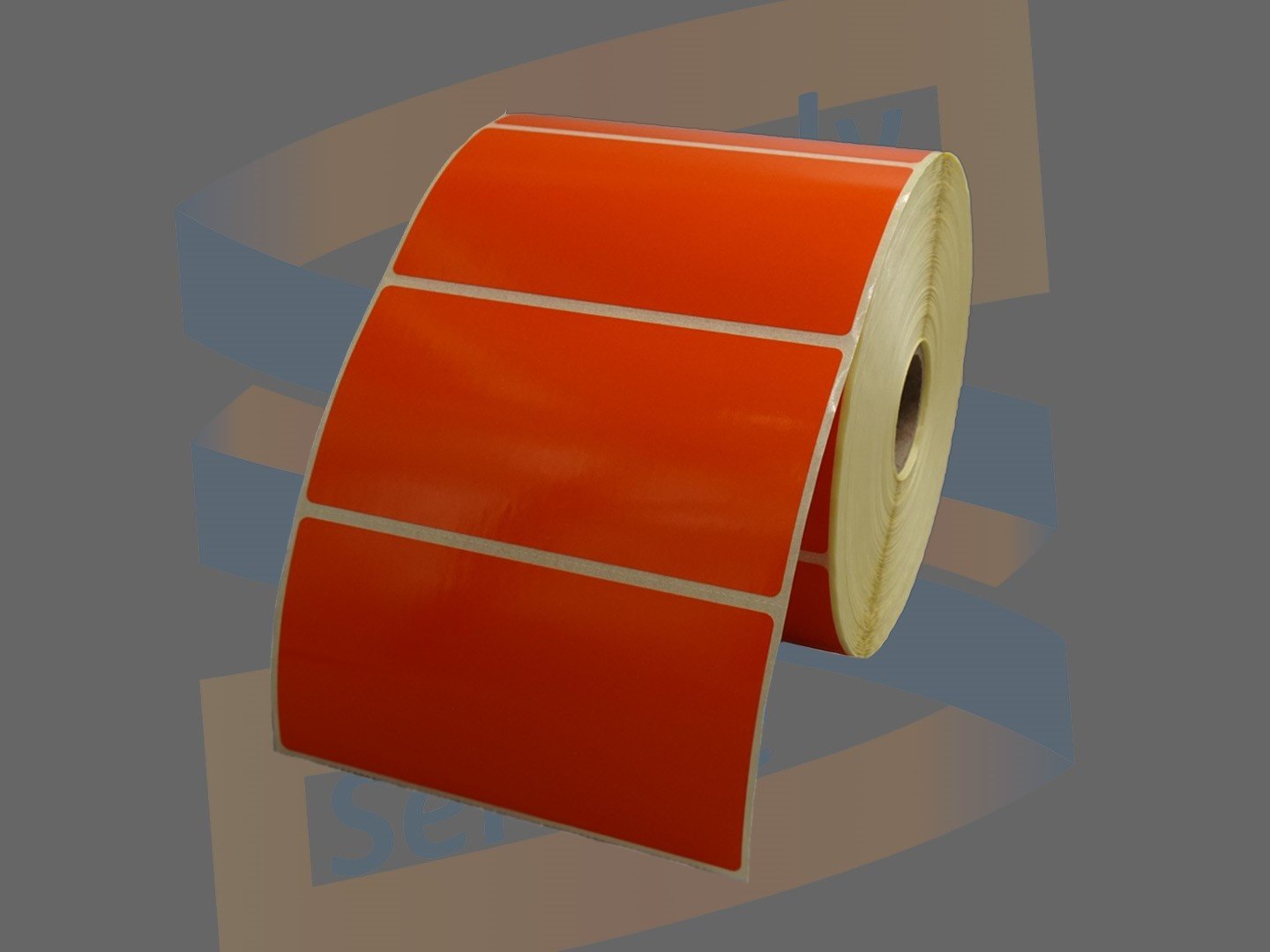 Oranje etiketten voor Godex 102x51mm, direct thermal labels met een perforatie tussen ieder etiket, rol à 1.370 etiketten.