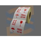 Breekbaar Etiketten, Paperlabels, 102mm x 102mm, Permanent, Kern 76mm, rol à 1.000 stuks