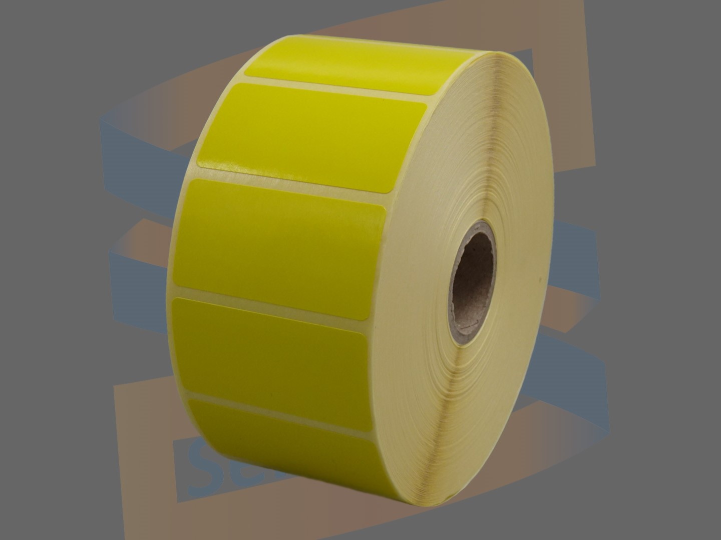 Permanent hechtende etiketten geel voor Citizen 51x25mm, direct thermal, met een perforatie tussen ieder etiket, rol à 2.580 etiketten