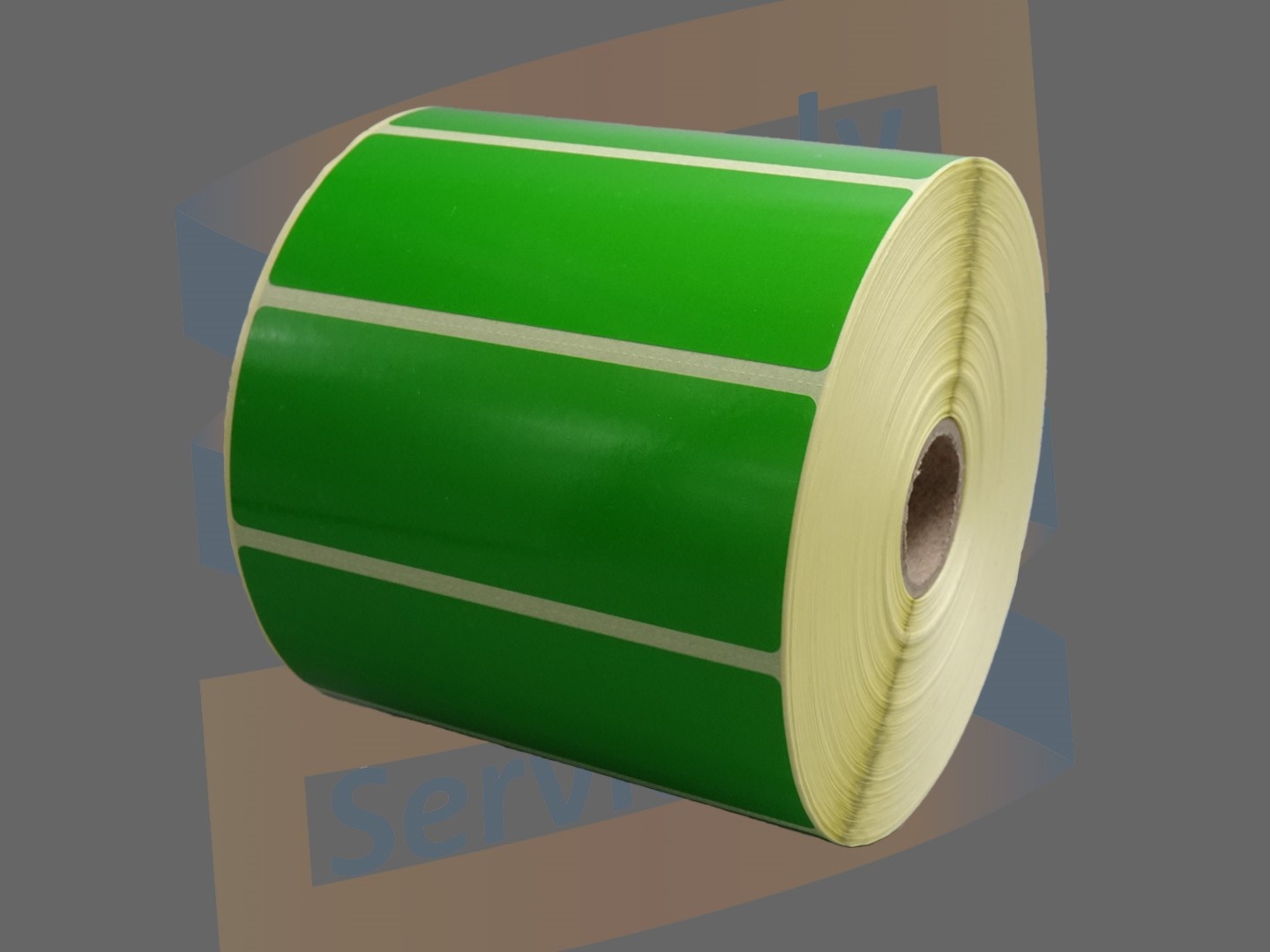 Etiket 102x38mm groen, direct thermal voor Godex met een perforatie tussen ieder etiket, rol à 1.790 etiketten.