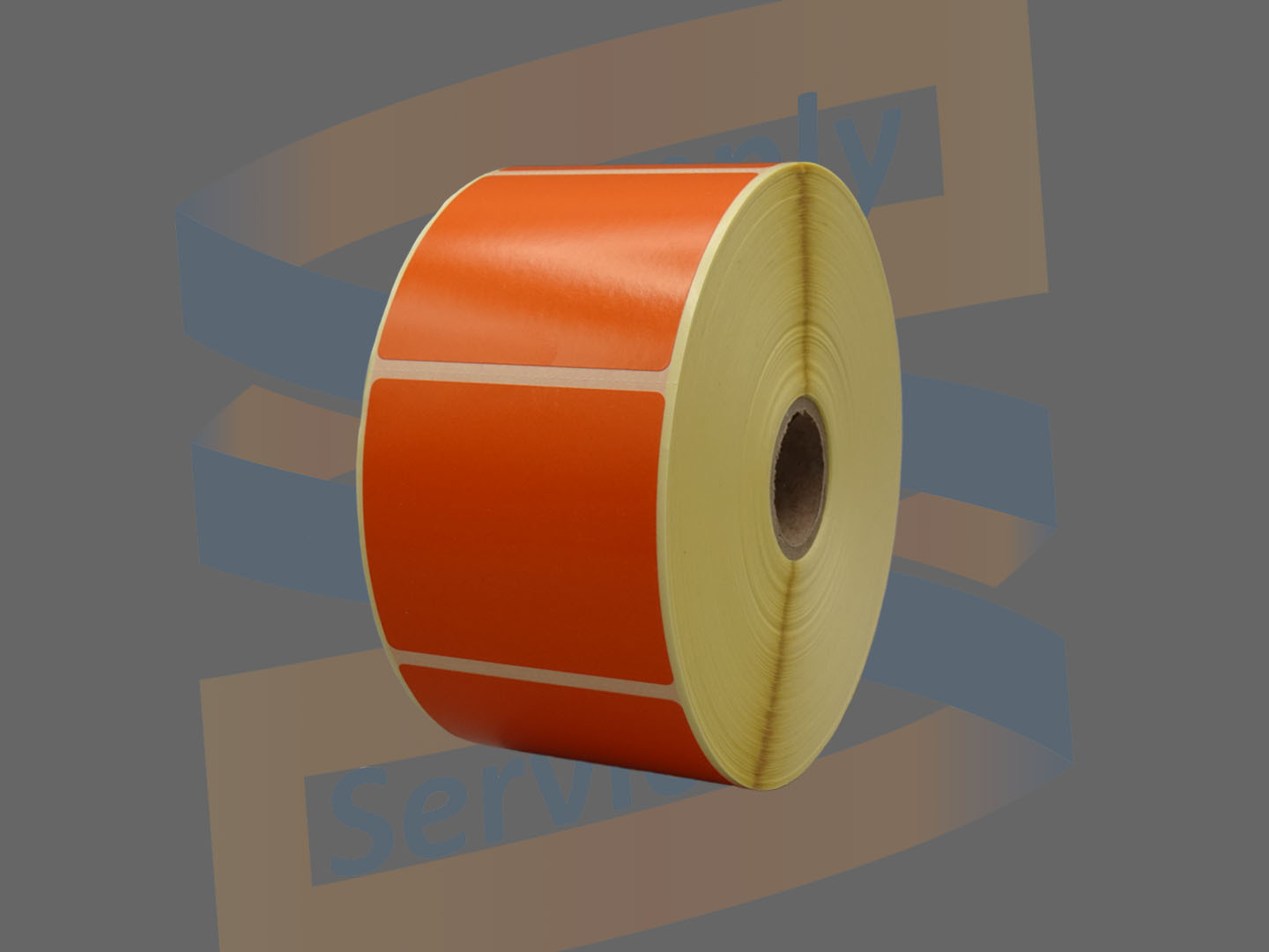 Etiketten, Direct Thermisch, 57mm x 51mm, Permanent, Kern 25mm, Oranje, rol à 1.370 stuks