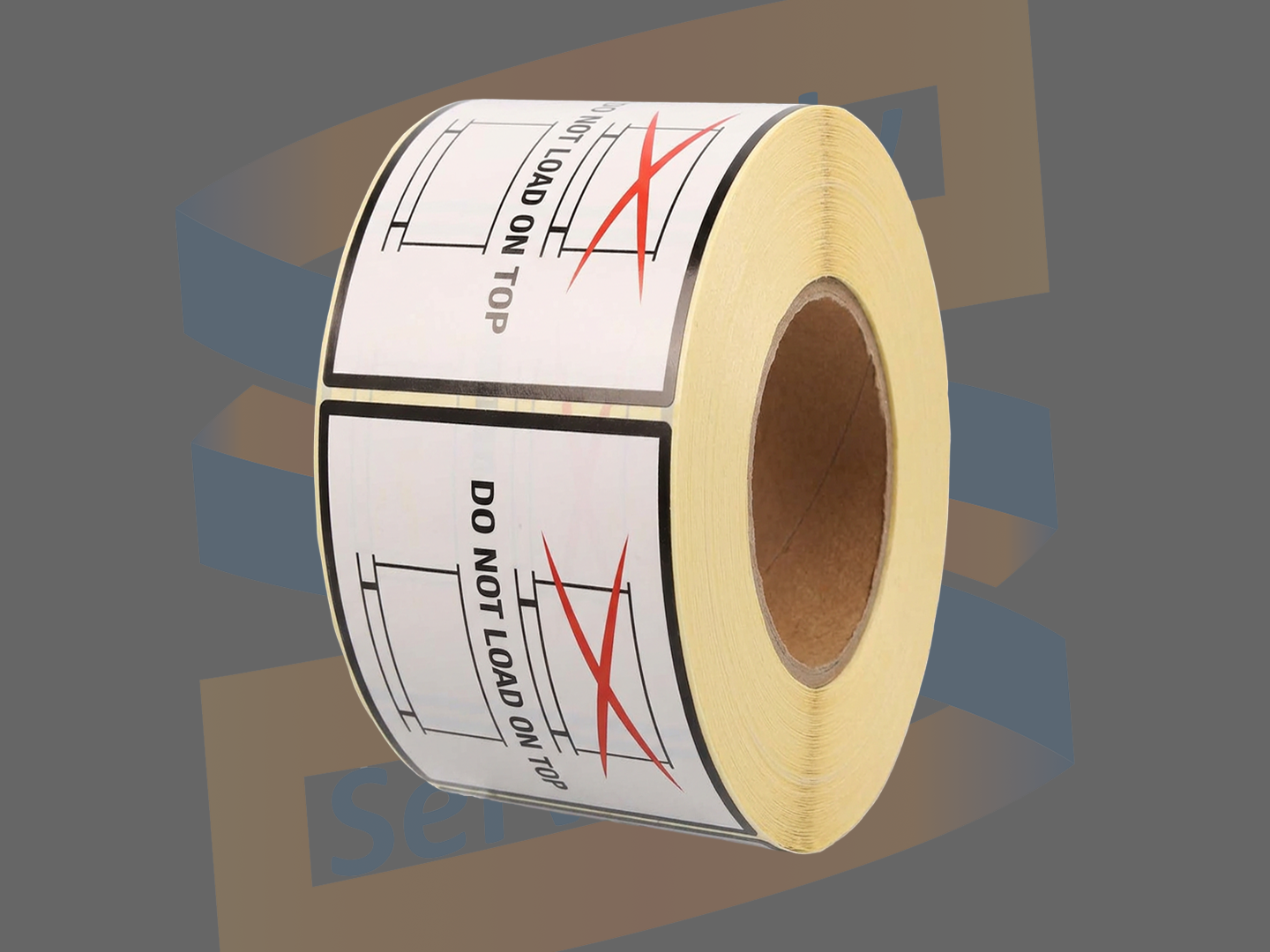 Waarschuwingsetiket Do not load on top, Paperlabels, 100mm x 100mm, Permanent, Kern 76mm, rol à 1.000 stuks