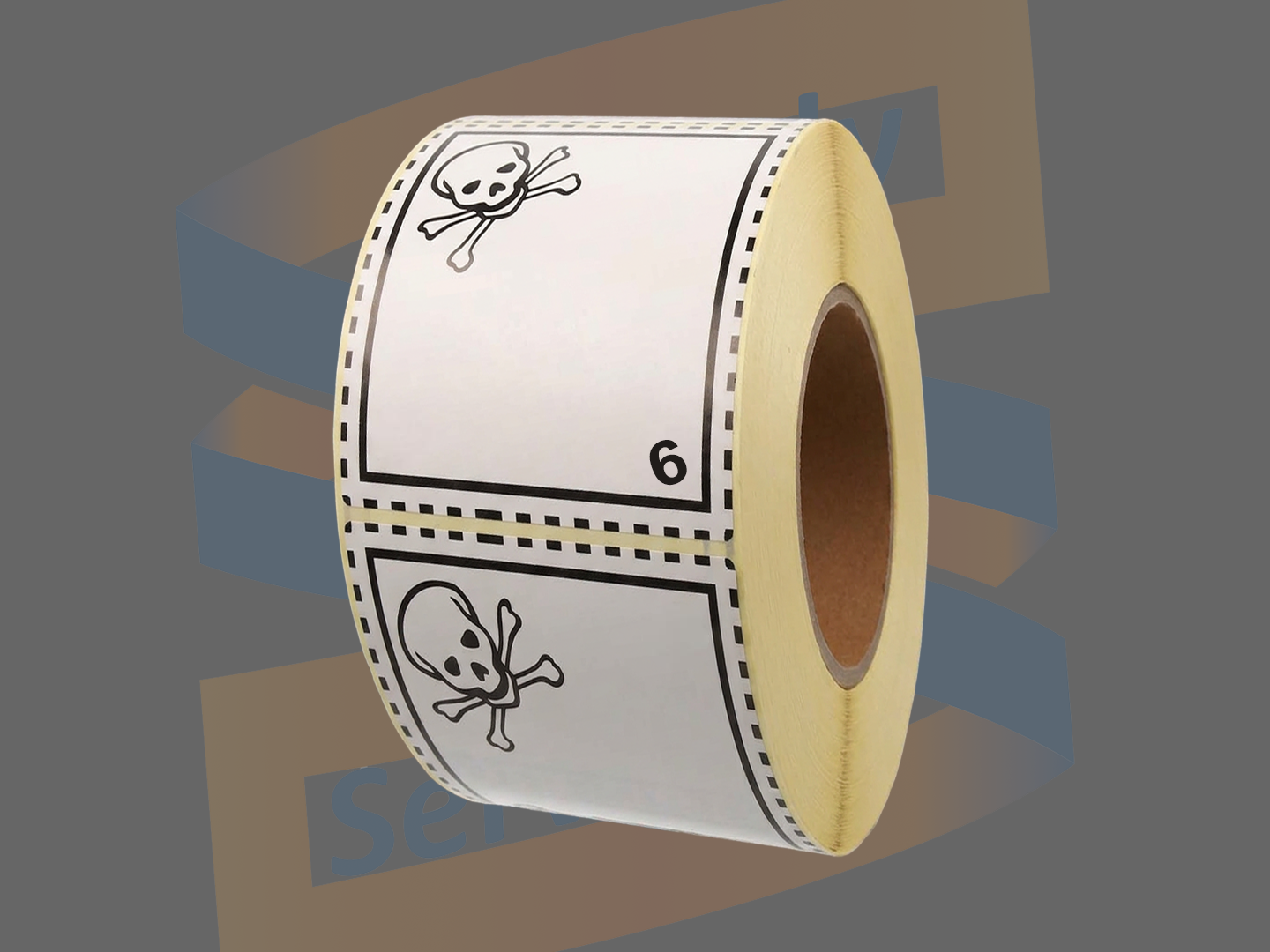Waarschuwingsetiket ADR Klasse 6 Giftige stoffen, Paperlabels, 100mm x 100mm, Permanent, Kern 76mm, rol à 1.000 stuks