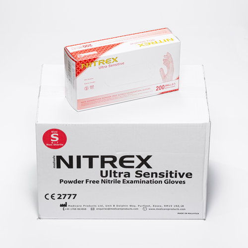 Nitrex Nitrex - Extra Sensitive Nitrile Poedervrij wegwerphandschoenen blauw - 200 stuks