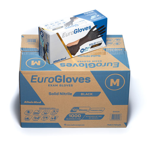Eurogloves EuroGloves - Solid Poedervrij wegwerphandschoenen nitril zwart