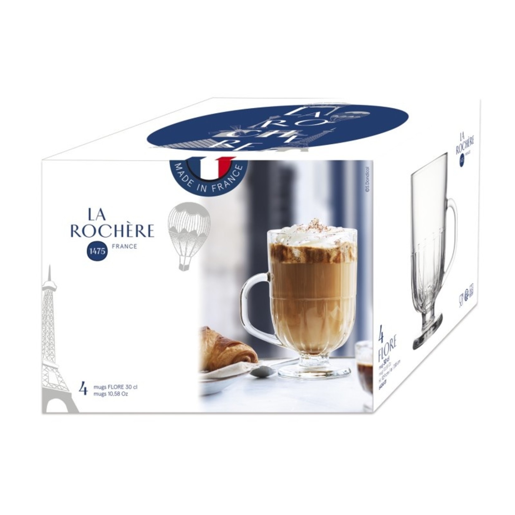 La Rochère Latte glas Flore 30cl op voet - Levering oktober