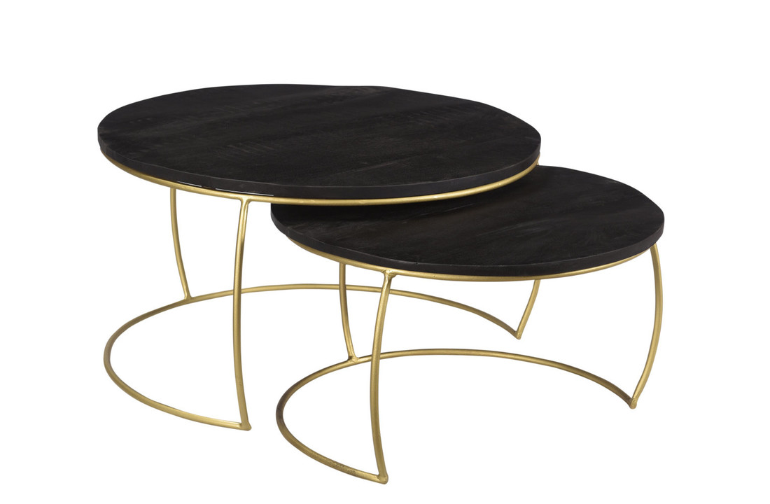 Salontafel - Brix Emma Black/Brass Set van 2