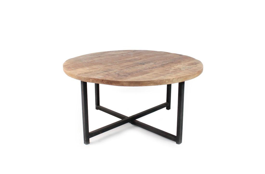 LABEL51 Salontafel Dex - Rough - Mangohout - Rond - 80 cm