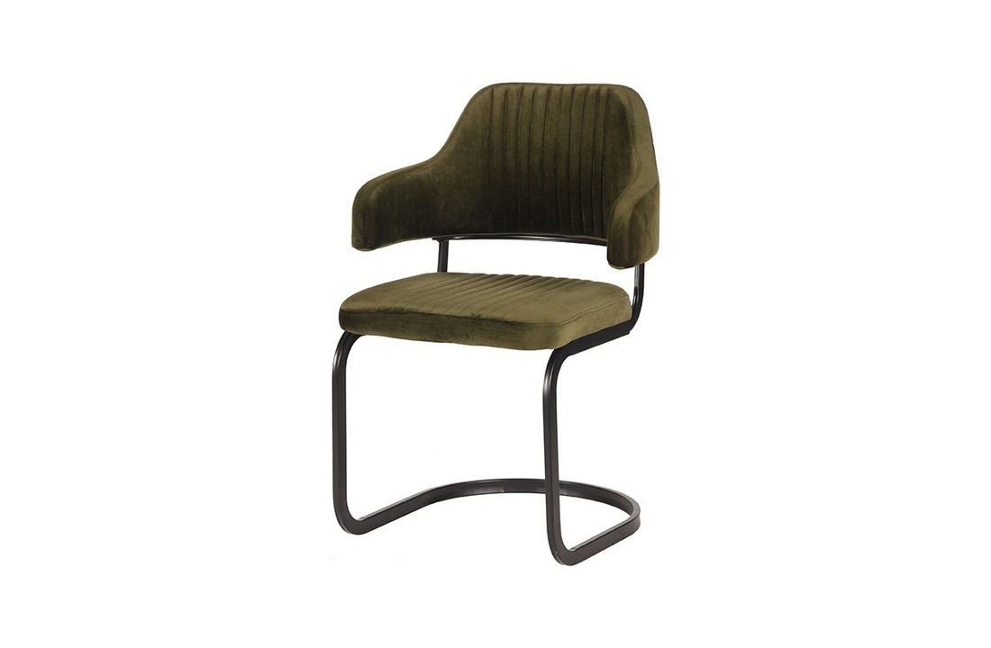 LABEL51 Eetkamerstoel Otta - Army green - Fluweel