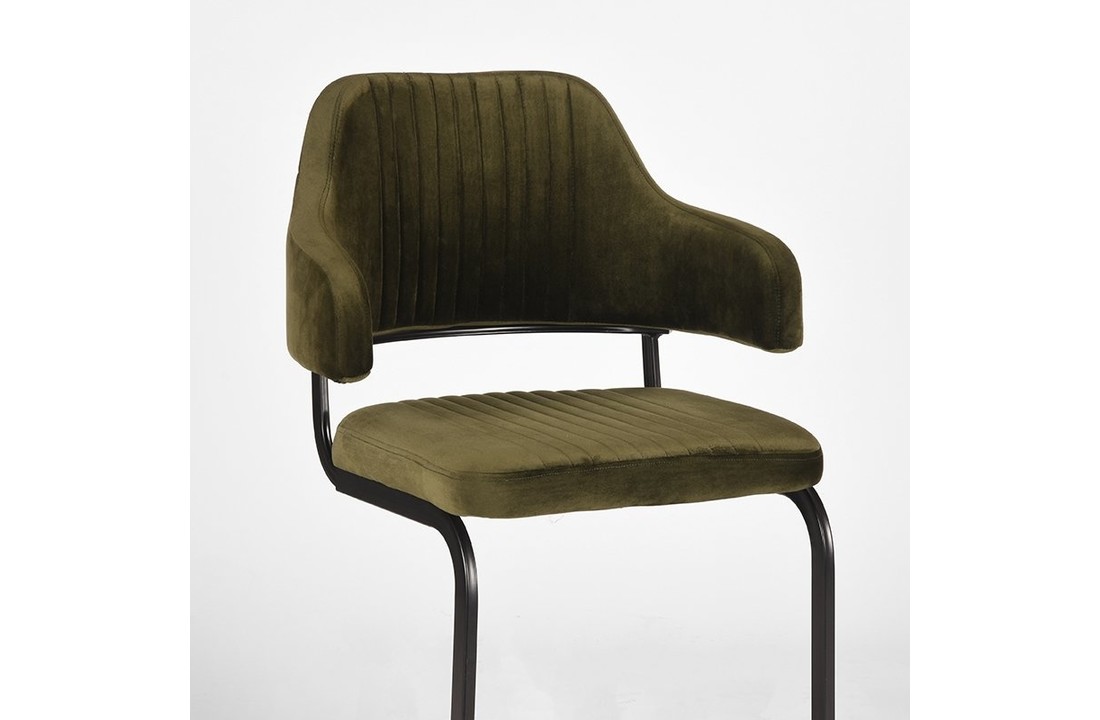 LABEL51 Eetkamerstoel Otta - Army green - Fluweel