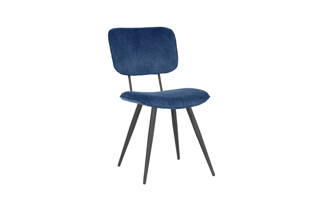 LABEL51 Eetkamerstoel Vic - Blauw - Ribcord