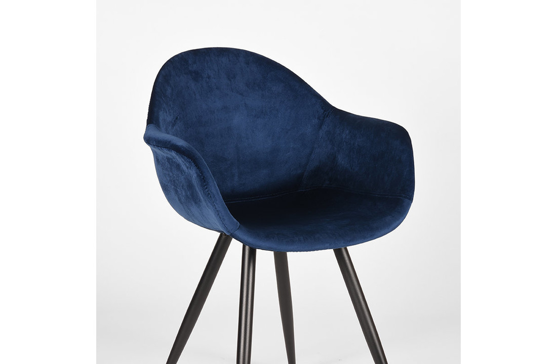 LABEL51 Eetkamerstoel Forli - Blauw - Fluweel