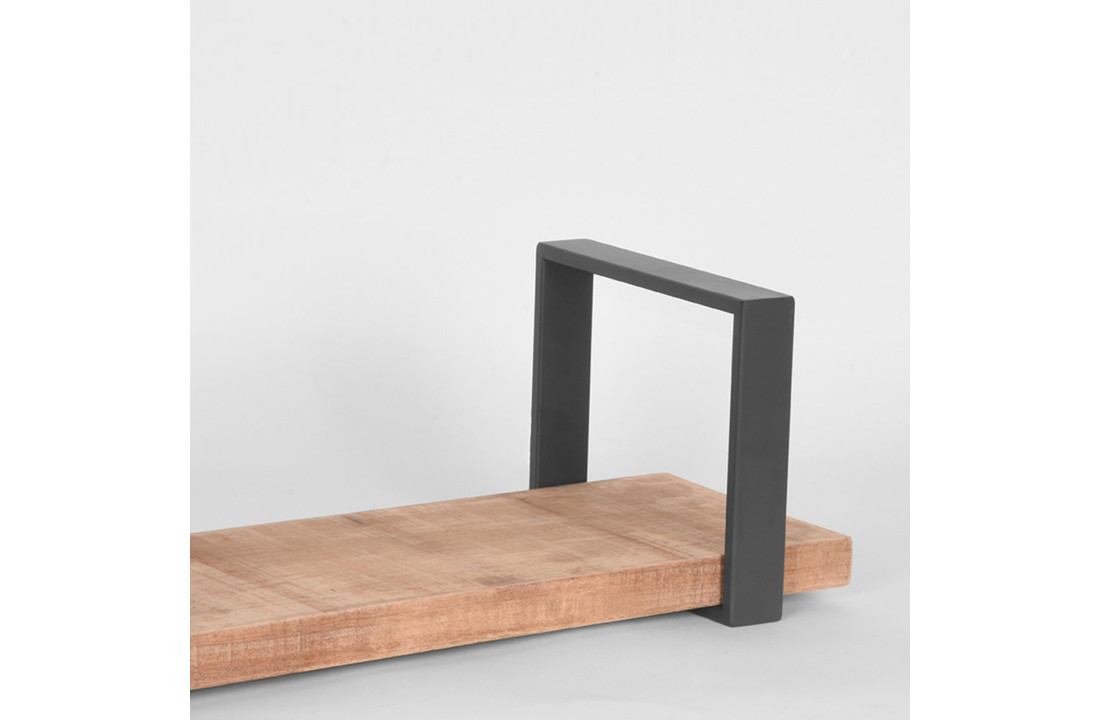 LABEL51 Wanddecoratie Slam Wandplank - Burned Steel - Mangohout - XL