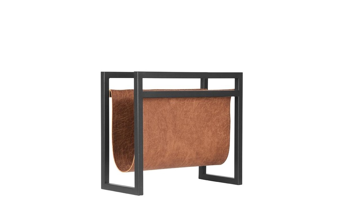 LABEL51 Wanddecoratie Magazinehouder - Cognac - Leder