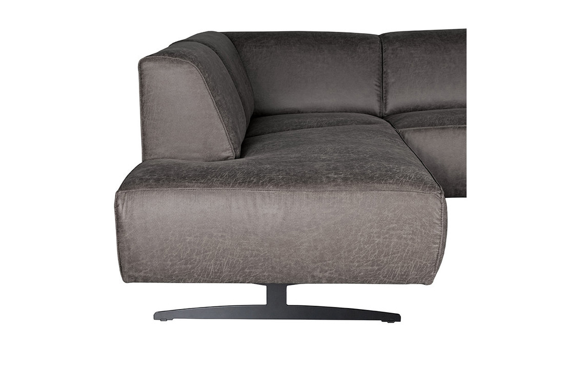 LABEL51 Hoekbank Modena - Antraciet - Microfiber - Ottomane + 2,5-Zits