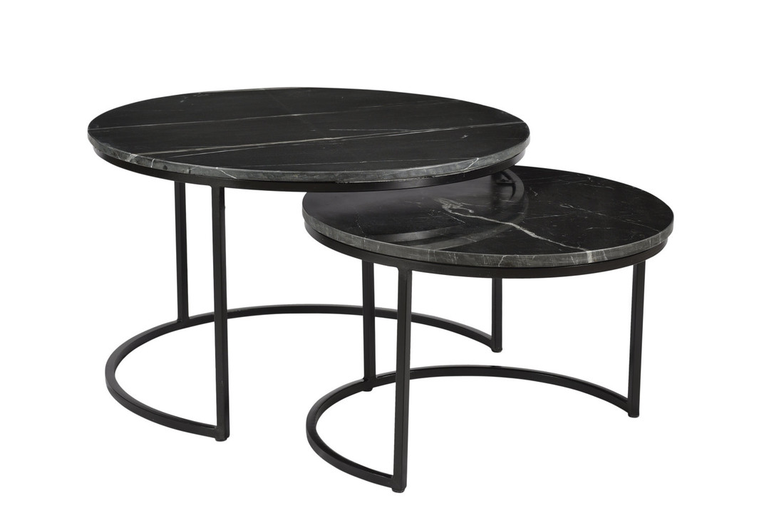 Bijzettafel - Jamie Marble Black Black Set van 2