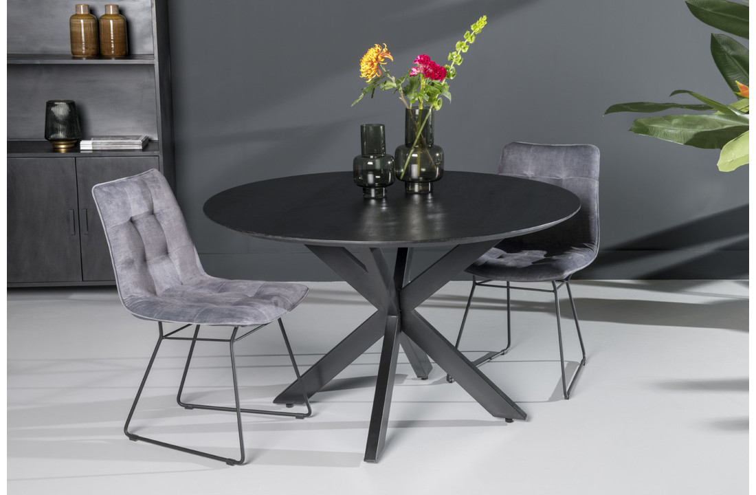 Eettafel - Oslo Black Round Acasia 130 cm