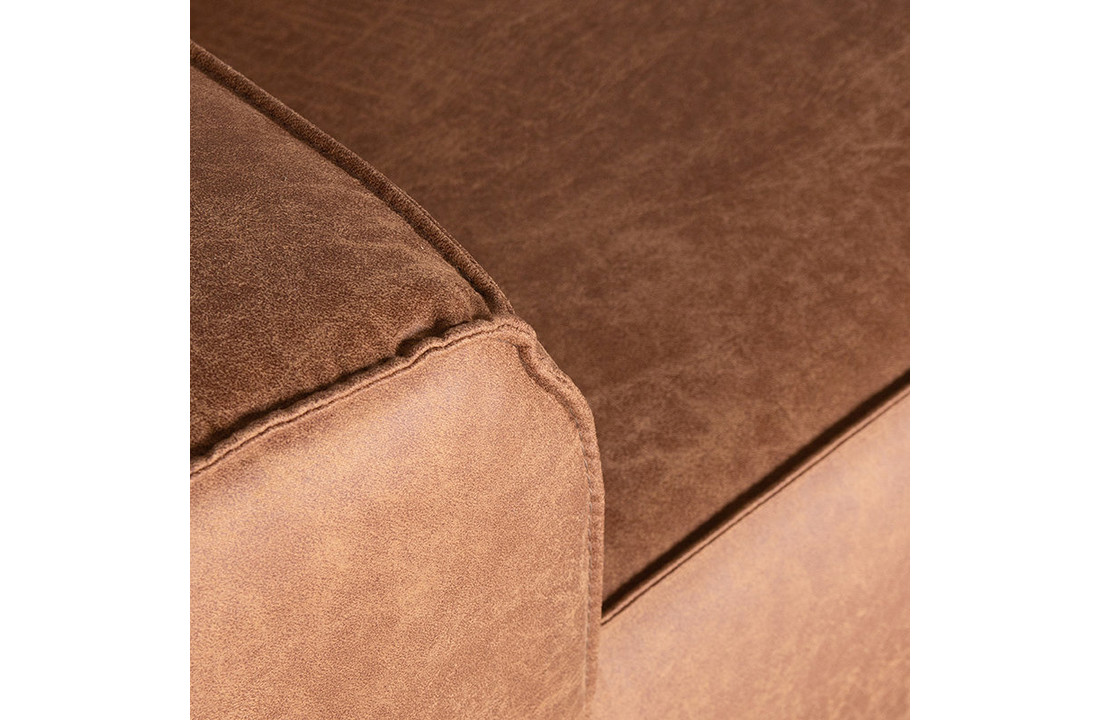 LABEL51 Hoekbank Modena - Cognac - Leder - Ottomane + 2,5-Zits