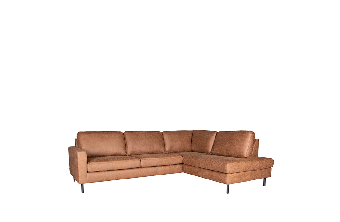 LABEL51 Hoekbank Genua - Cognac - Microfiber - 2,5-Zits + Ottomane
