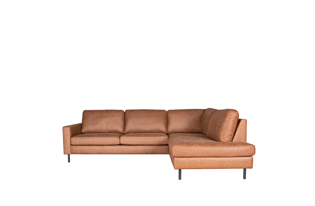 LABEL51 Hoekbank Genua - Cognac - Microfiber - 2,5-Zits + Ottomane
