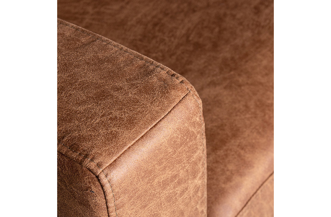 LABEL51 Hoekbank Genua - Cognac - Microfiber - 2,5-Zits + Ottomane