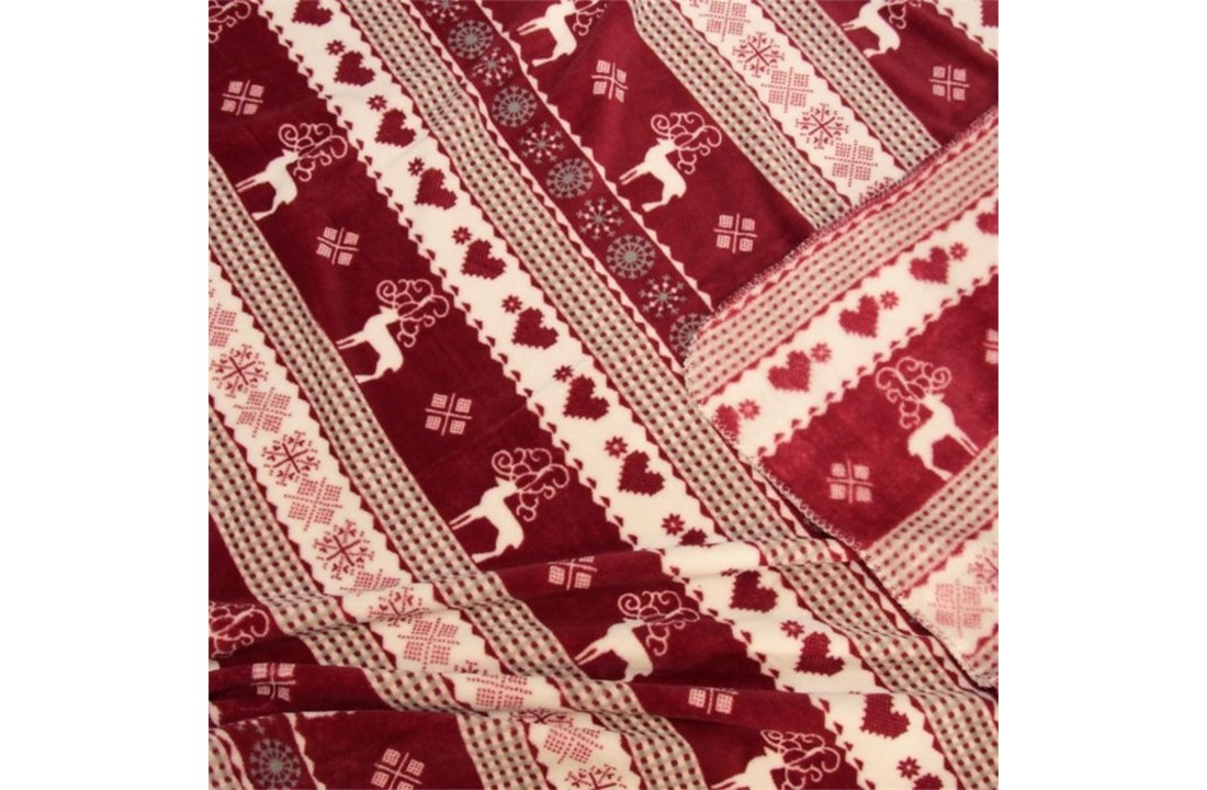Unique Living | Winter plaid 130x160cm rood | Kussen woonkamer of slaapkamer