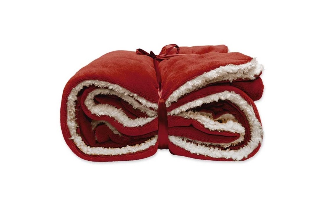 Unique Living | Lars coral fleece/suede plaid 150x200cm red | Kussen woonkamer of slaapkamer