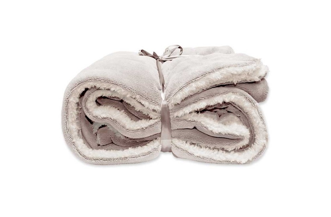 Unique Living | Lars coral fleece/suede plaid 150x200cm pebble | Kussen woonkamer of slaapkamer