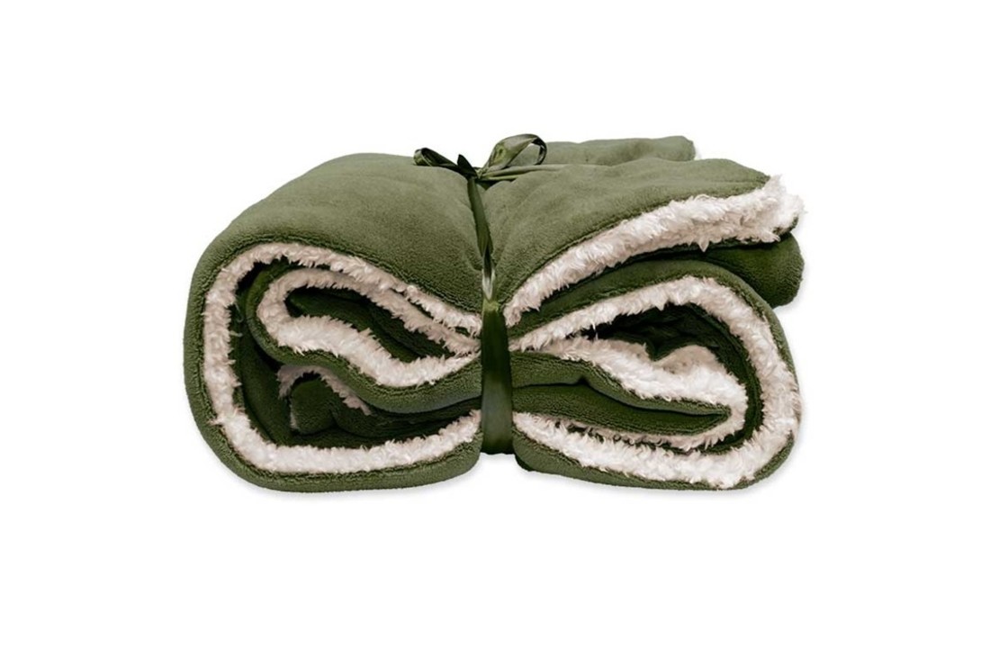 Unique Living | Lars coral fleece/suede plaid 150x200cm deep green | Kussen woonkamer of slaapkamer