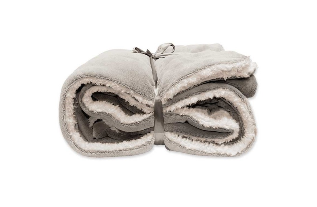 Unique Living | Lars coral fleece/suede plaid 150x200cm chateau grey | Kussen woonkamer of slaapkamer