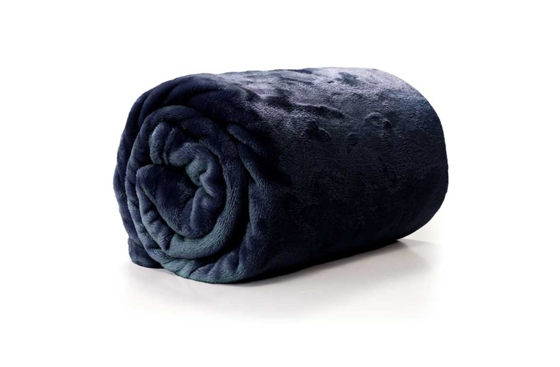 Unique Living | Enzo plaid 130x180cm dark blue | Kussen woonkamer of slaapkamer