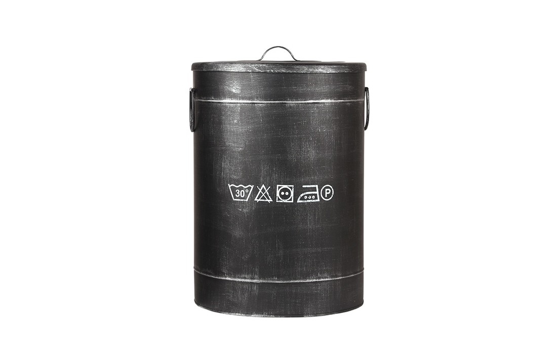 LABEL51 Opbergblik Wasmand - Zwart - Metaal - L