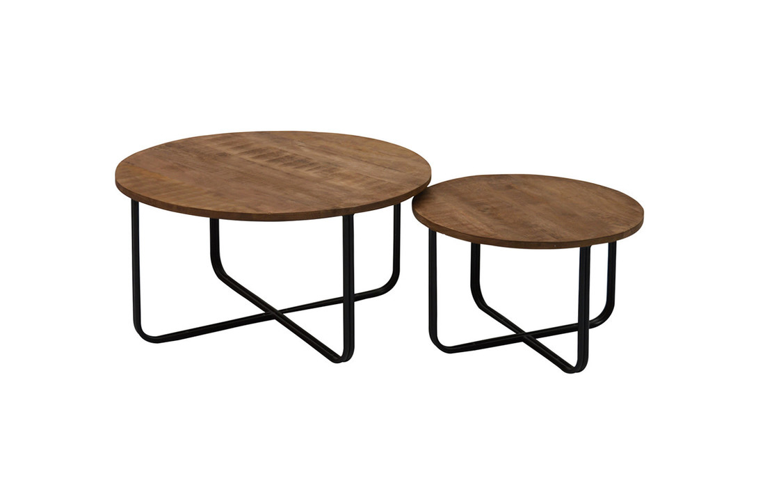 Brix - Salontafel Brix Levi Set of 2 - Mangohout / Gecoat Staal