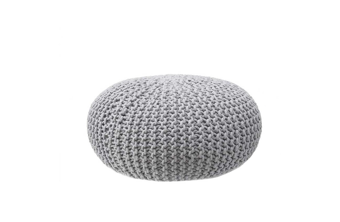 LABEL51 Poef Knitted - Lichtgrijs - Katoen - L