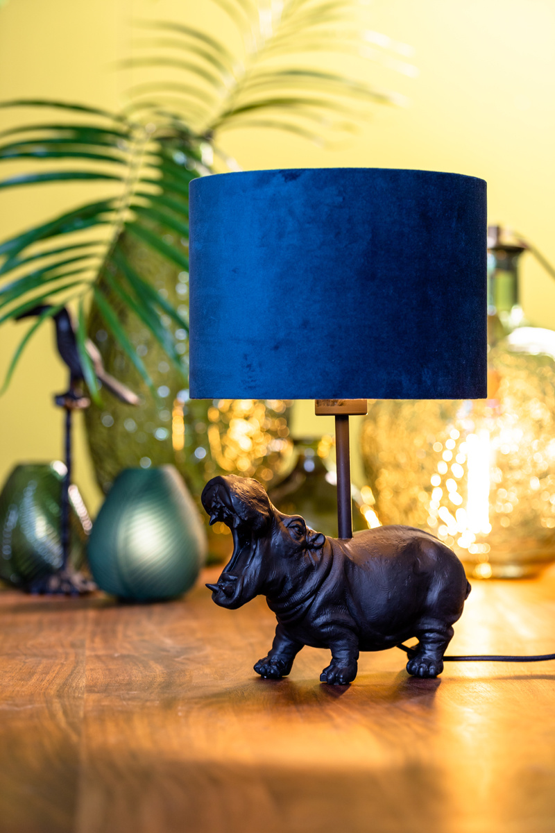 Light & Living - Lampenkap VELOURS - 20x20x15 - Blauw