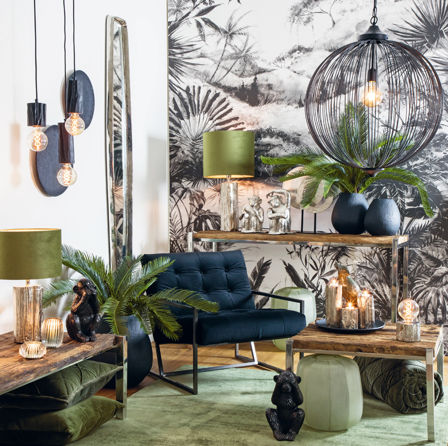 Light & Living - Lampenkap VELOURS - 30x30x21 - Groen