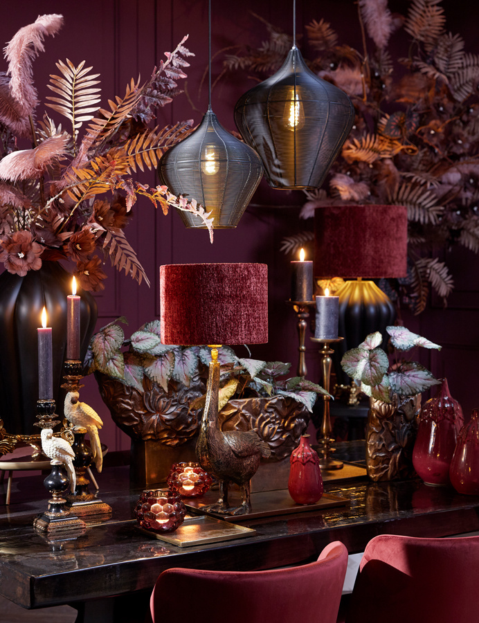 Light & Living - Lampenkap RUBY - 40x40x30 - Rood