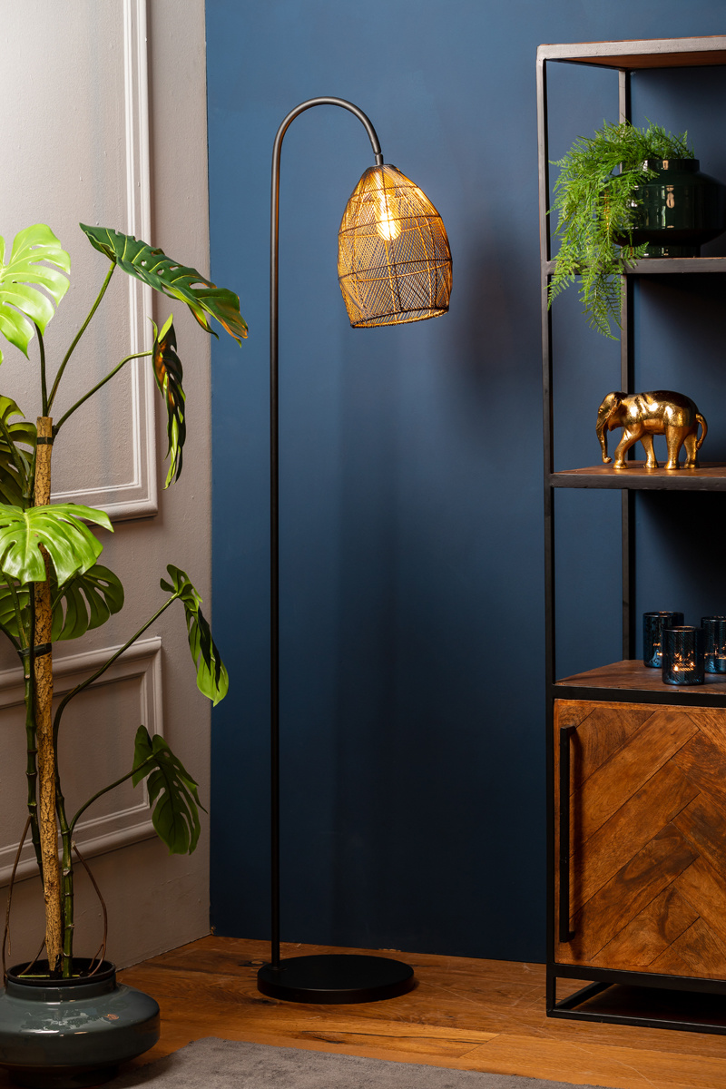 Light & Living - Vloerlamp MEYA  - 34x30.5x172cm - Zwart