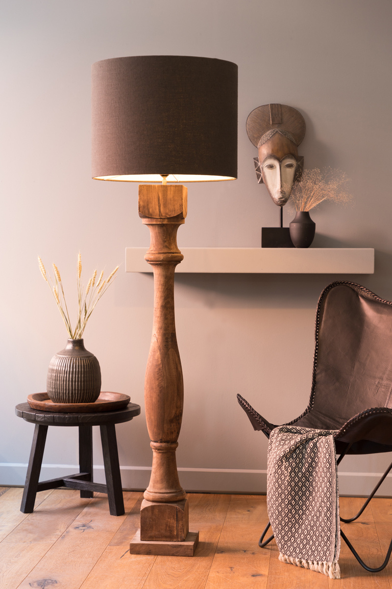 Light & Living - Vloerlamp ROBBIA  - 23x23x125cm - Bruin