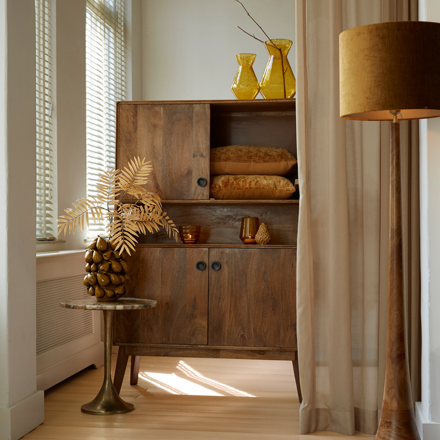 Light & Living - Vloerlamp JOVANY  - 25x25x135cm - Bruin